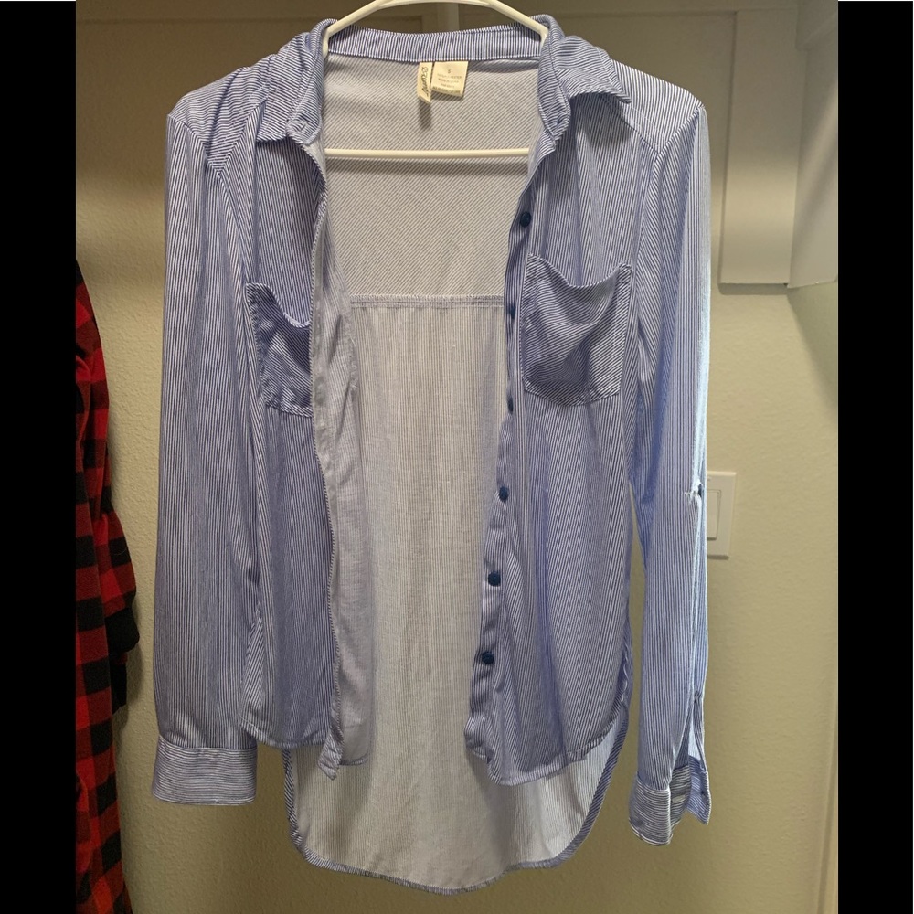 Blue and white striped shirt